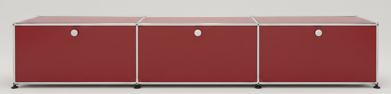 USM Haller Lowboard 3 Klappen Rubinrot