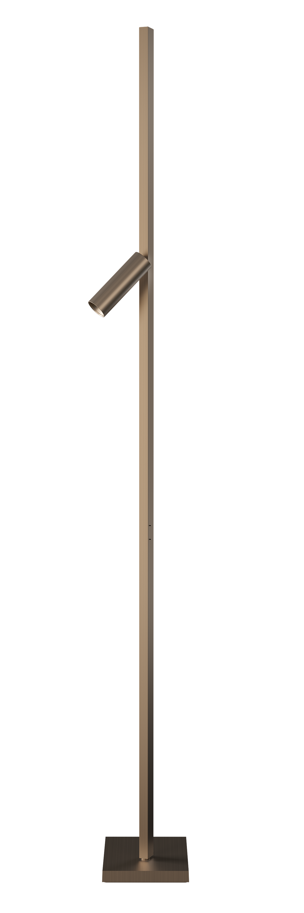 Zen X Stehleuchte in Bronze: Moderne, minimalistische Stehlampe mit verstellbarem Leselicht für Wohnzimmer.