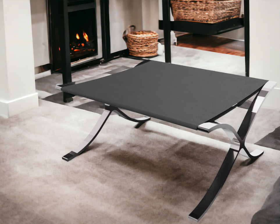 Barcelona Hocker / Hocker Relax mit schwarzem Rindsleder Knoll International 
