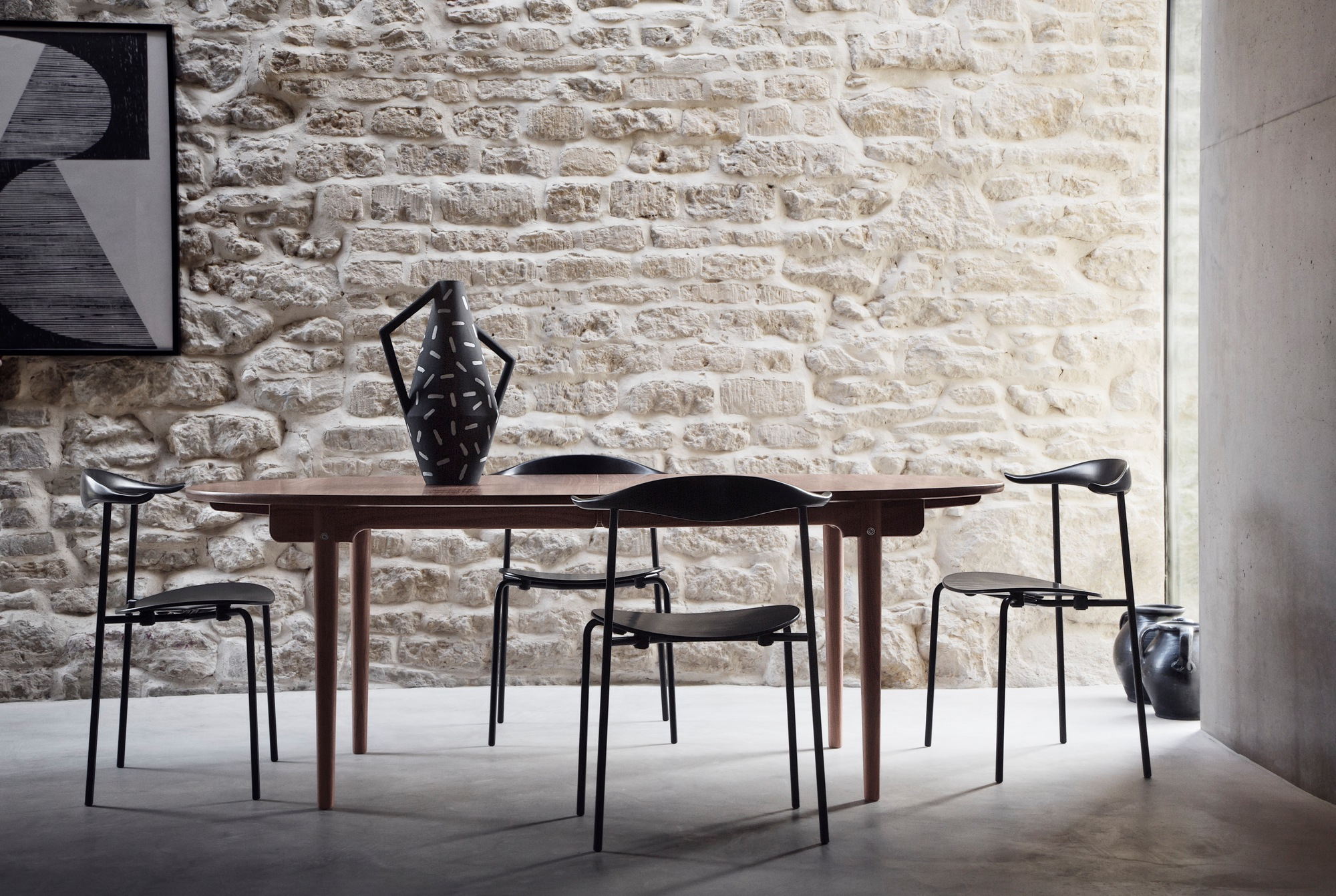 CH88T Stuhl Gestell Stahl schwarz Carl Hansen & Søn