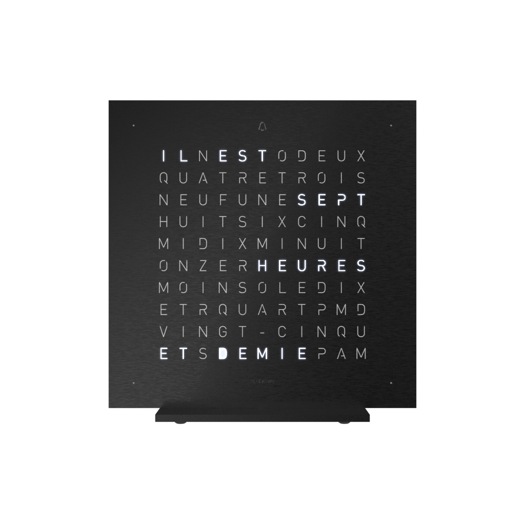 Earth 13.5 Steel Series Tischuhr / Zeitobjekt Französisch QLOCKTWO