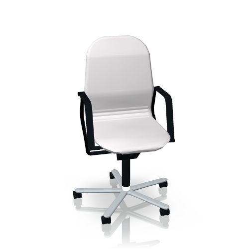 Weißer FS Drehstuhl von Wilkhahn mit hoher Rückenlehne und schwarzer Armlehne. Bürostuhl für ergonomisches Sitzen.
