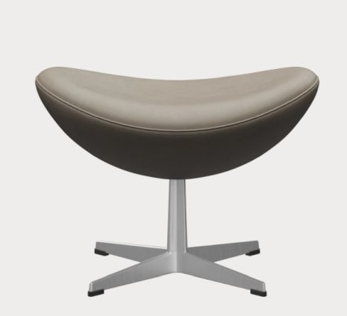Egg Chair mit Hocker Aktionsmodell Essential Leder Hellgrau Fritz Hansen