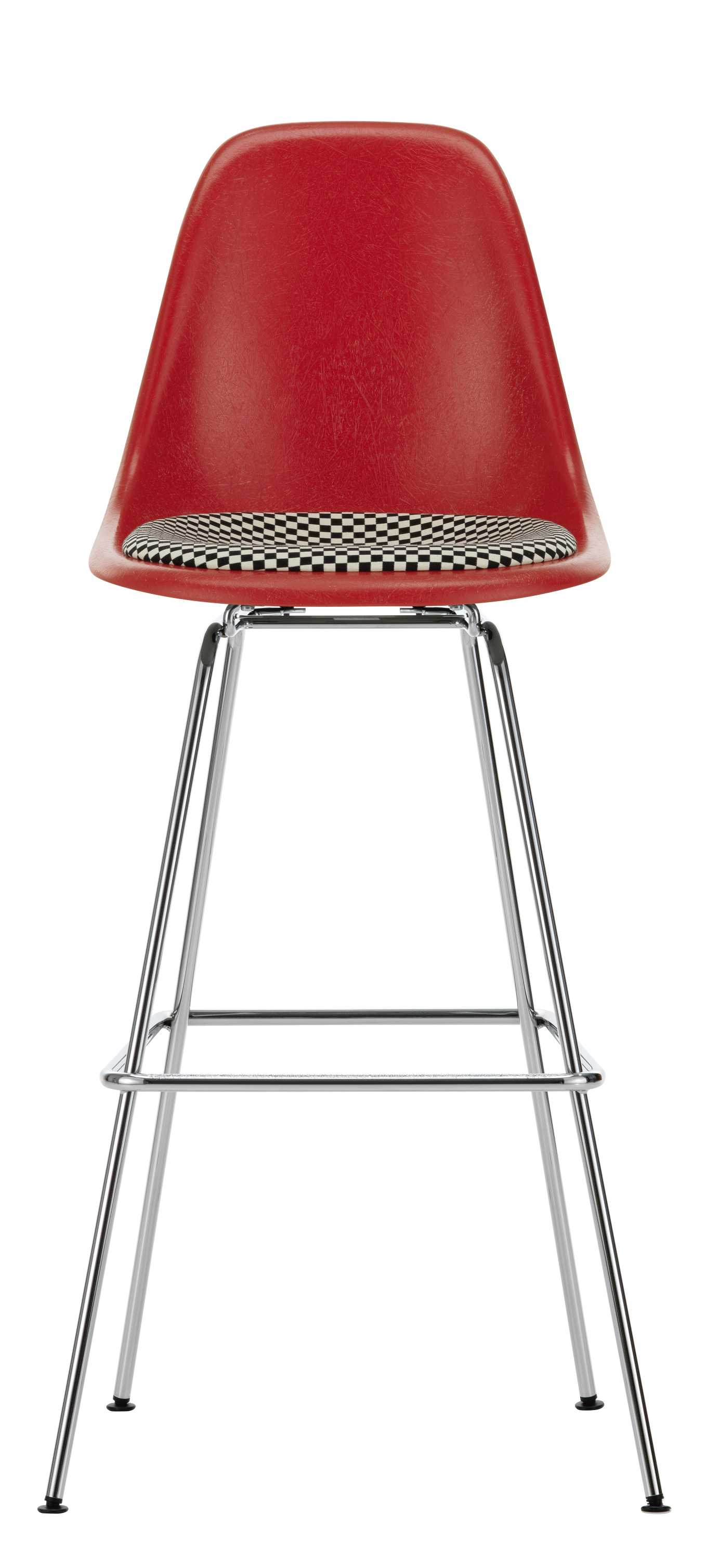 Eames Fiberglass Bar Stool High Barhocker mit Sitzpolster Vitra