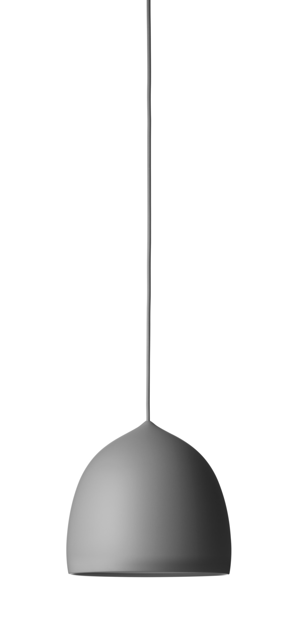 Hellgraue Suspence P1 Pendelleuchte von Fritz Hansen, moderne Hängelampe für Wohnzimmer und Esszimmer.
