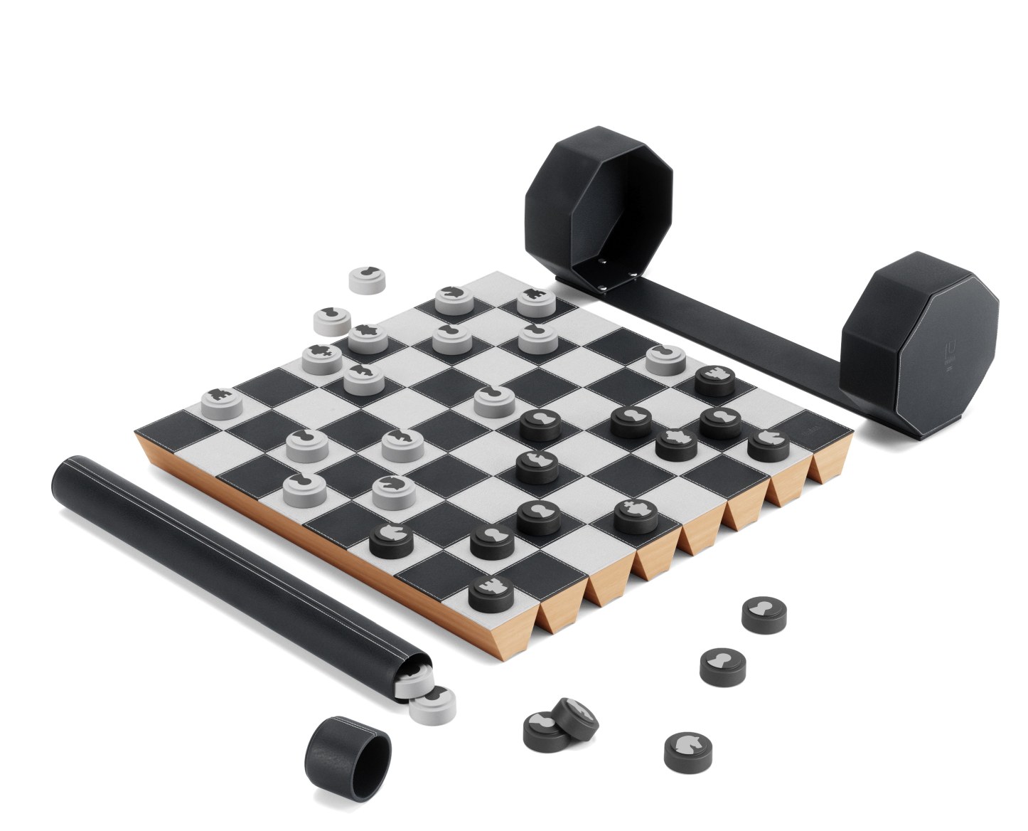 Rolz Chess / Checkers Ser Mobiles Schach- und Dame Set Umbra EINZELSTÜCK