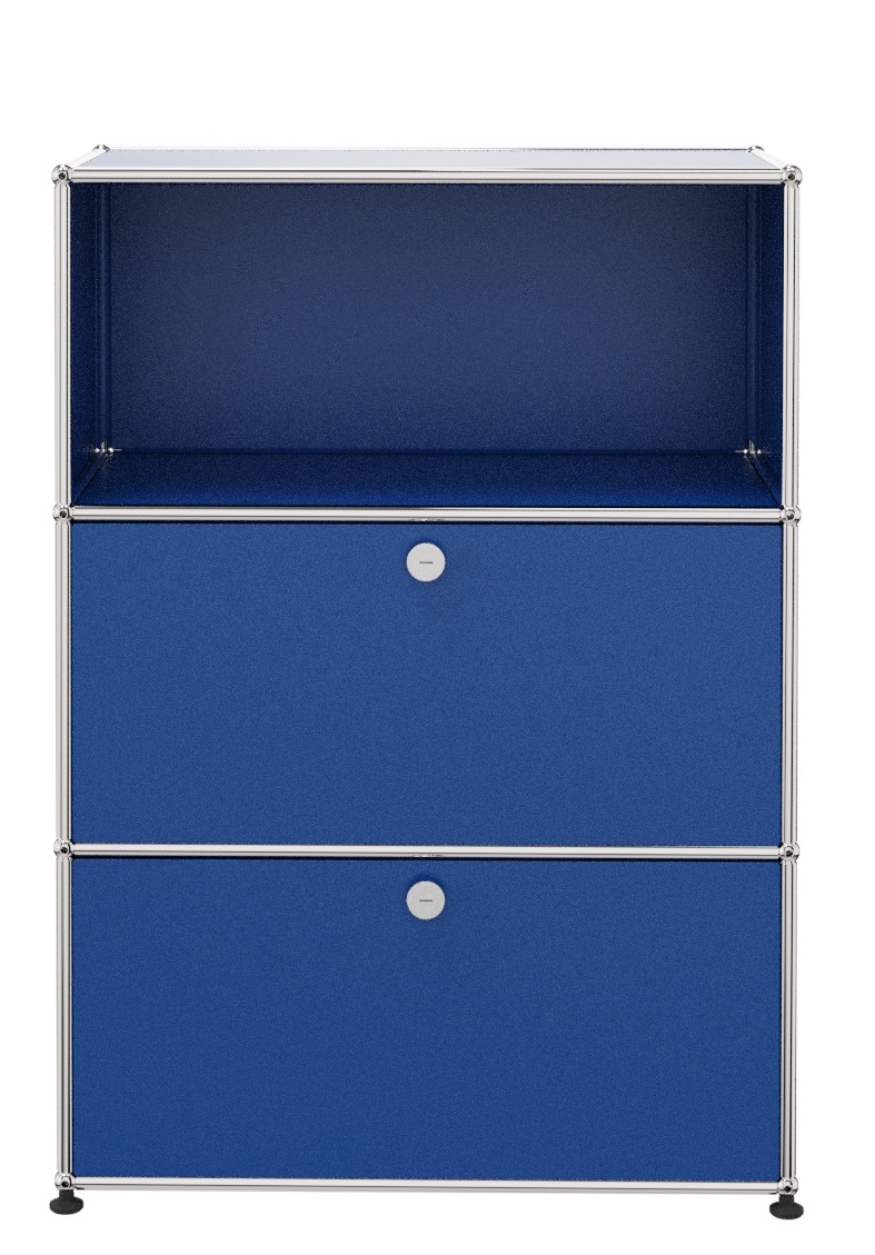 USM Haller Highboard mit 2 Klappen und 1 Fach offen-enzianblau