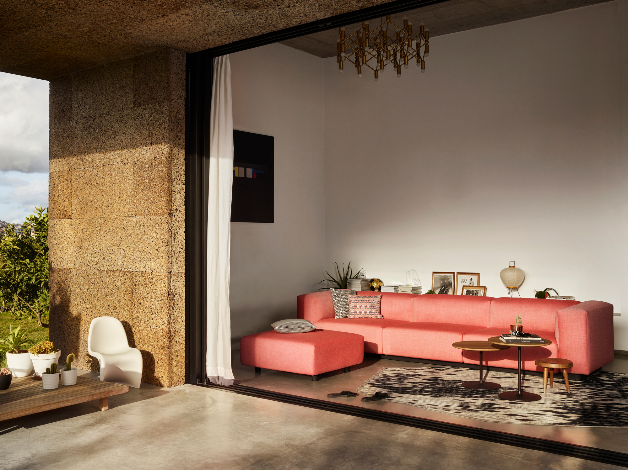 Soft Modular Sofa 3-Sitzer mit Chaise Longue Laser stone grey Vitra