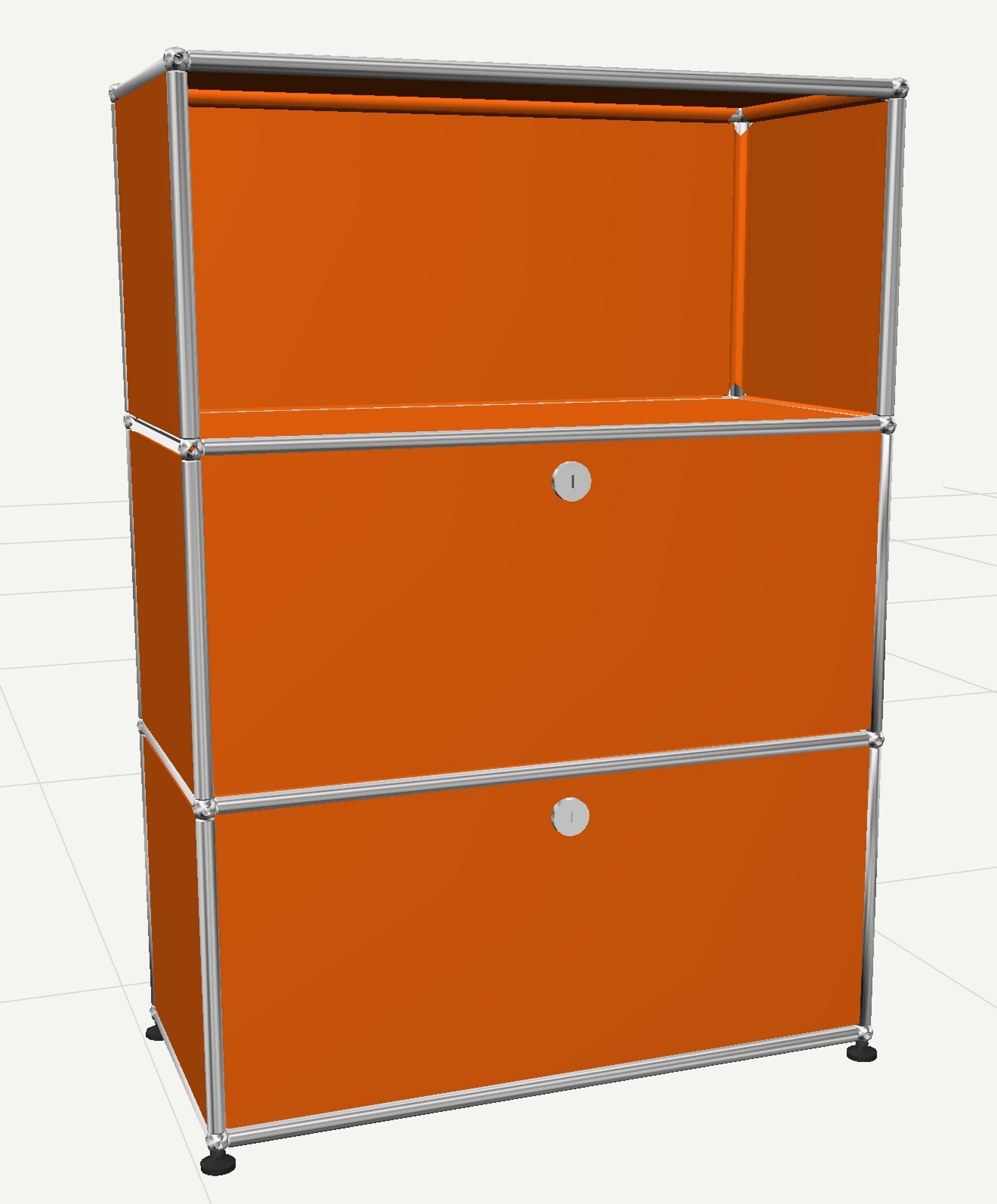 USM Haller Highboard mit 2 Klappen und 1 Fach offen-reinorange