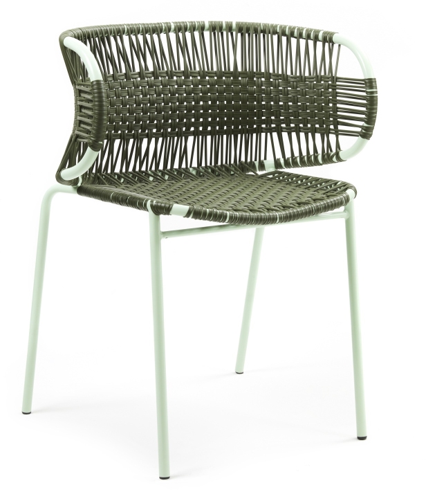 Cielo Stacking Armchair Stapelbarer Armlehnstuhl Outdoor ames  Olive grün - Pastell grün