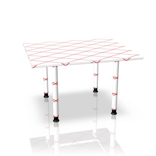 Sympas Besprechungstisch von Assmann Büromöbel: Rechteckiger Tisch mit weißer Platte und roten Akzenten für moderne Büros.