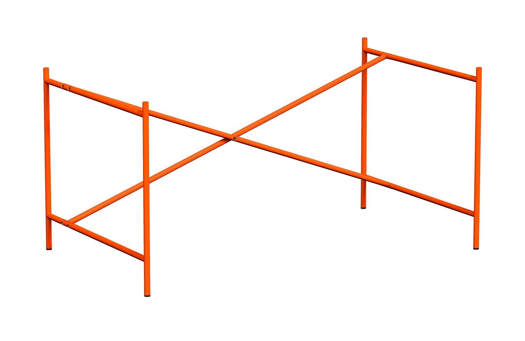 Eiermann 2 Tischgestell Richard Lampert Oranges Eiermann Tischgestell mit gekreuzten Streben für einen modernen Schreibtisch.