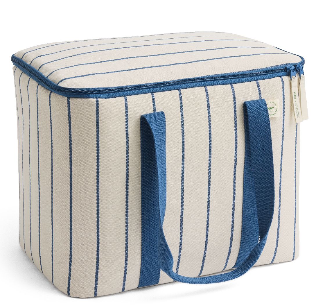 Outdoor Market Cooler Bag Kühltasche Beige mit blauen Streifen Hay
