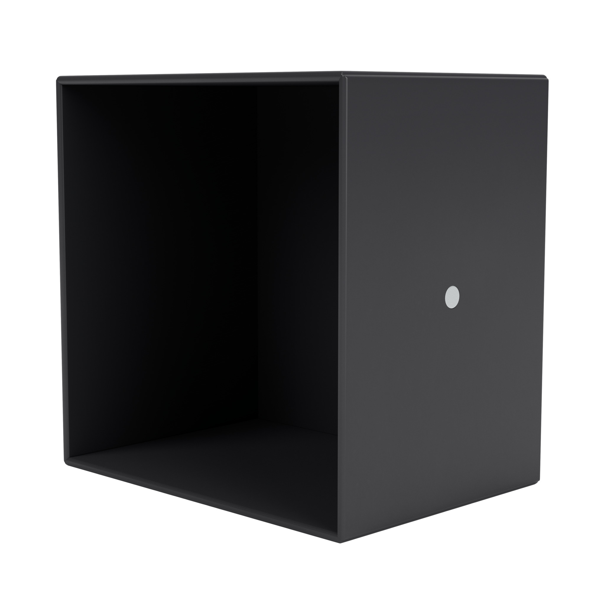 Anthrazitfarbenes Mini-Regalmodul von Montana, offenes Design, modernes Möbelstück für Wohnraum und Büro.