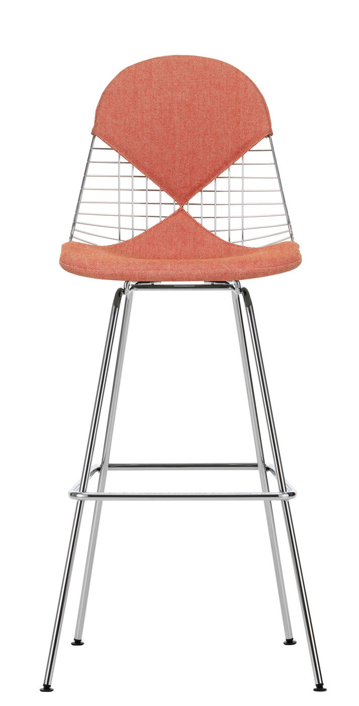 Eames Wire Bar Stool Barhocker High mit Sitz- und Rückenpolster Vitra