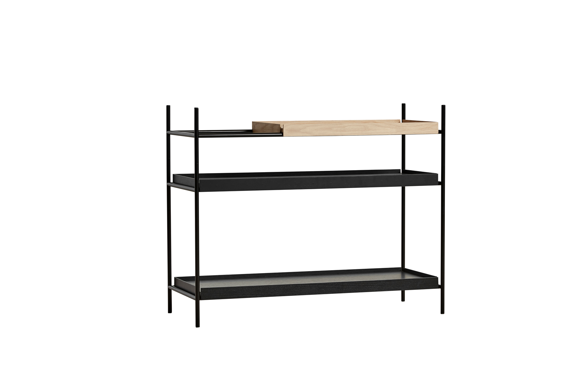 Tray Shelf Low Regal Eiche: 1 kurz Schwarz: 2 lang Woud