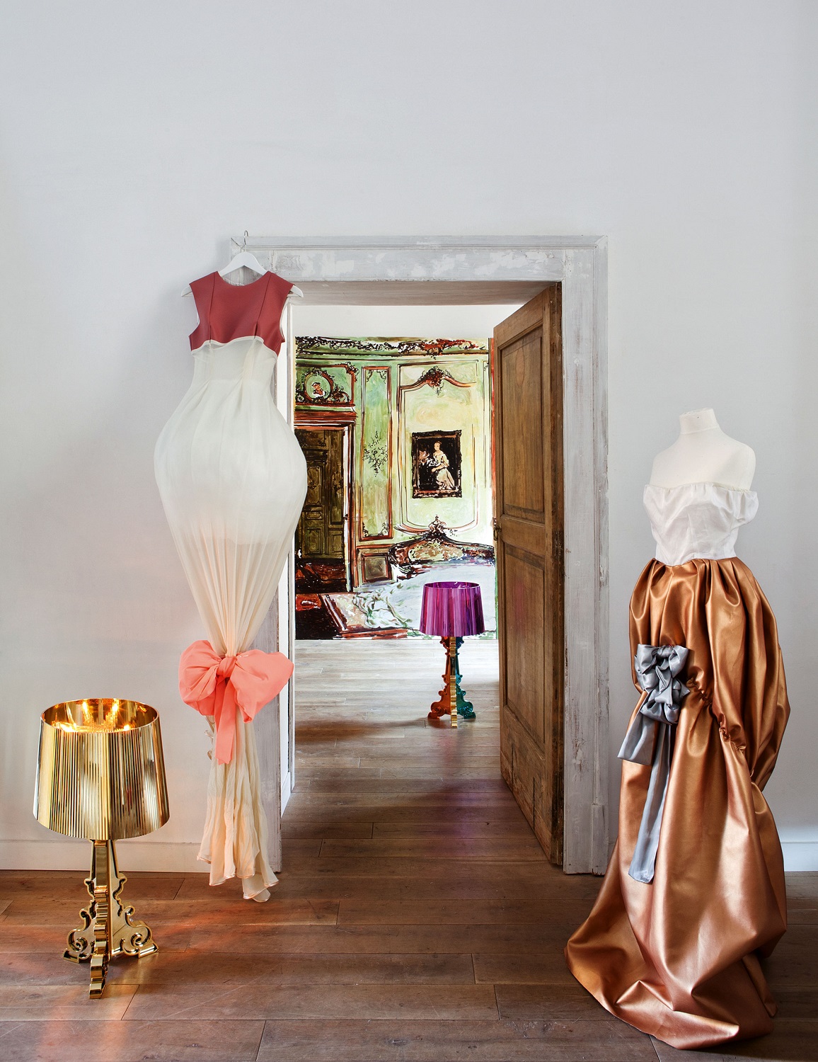 Bourgie Tischleuchte metallisiert Gold Kartell