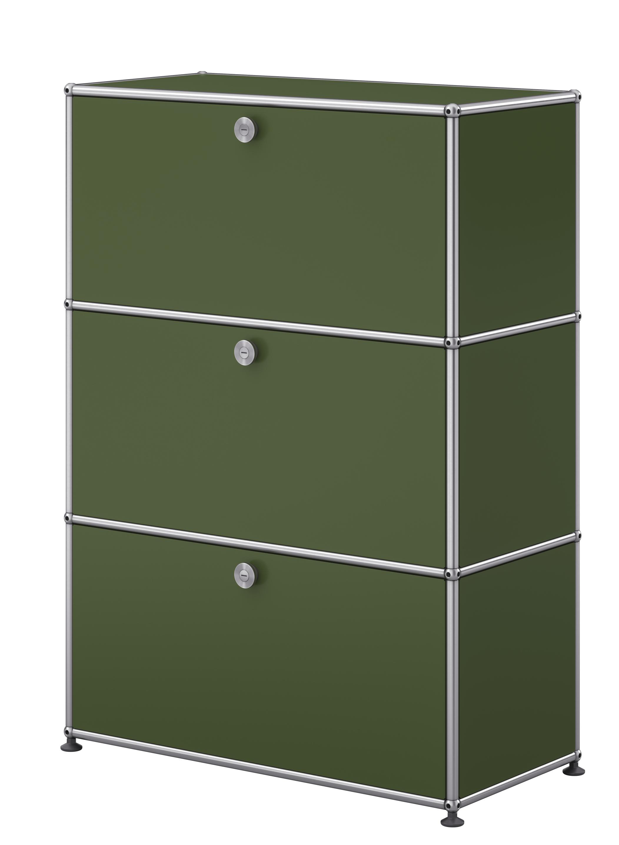 USM Haller Highboard mit 3 Klappen – QUICK SHIP Olivgrün