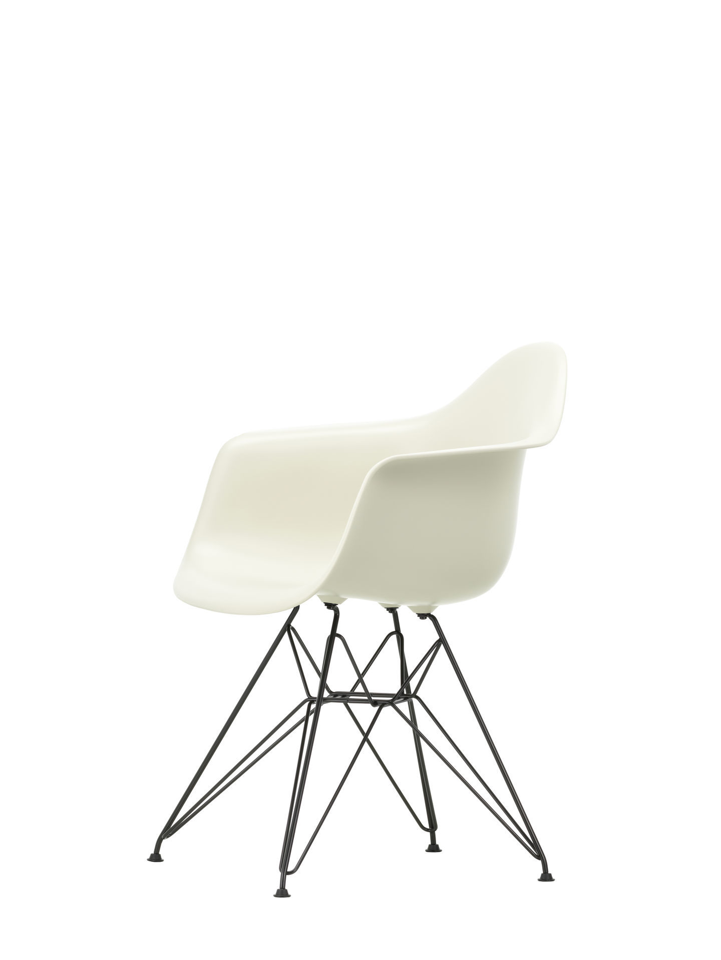 Eames Plastic Arm Chair in Granitgrau mit schwarzem Eiffel-Gestell, moderner Designstuhl von Vitra.