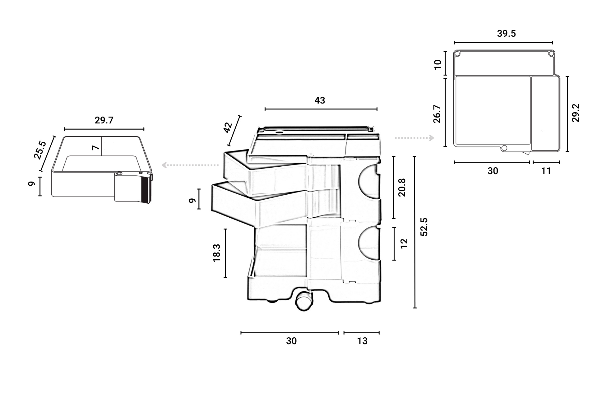 Boby B22 Rollcontainer WEISS B-Line EINZELSTÜCK Boby B22 Rollcontainer WEISS B-Line EINZELSTÜCK