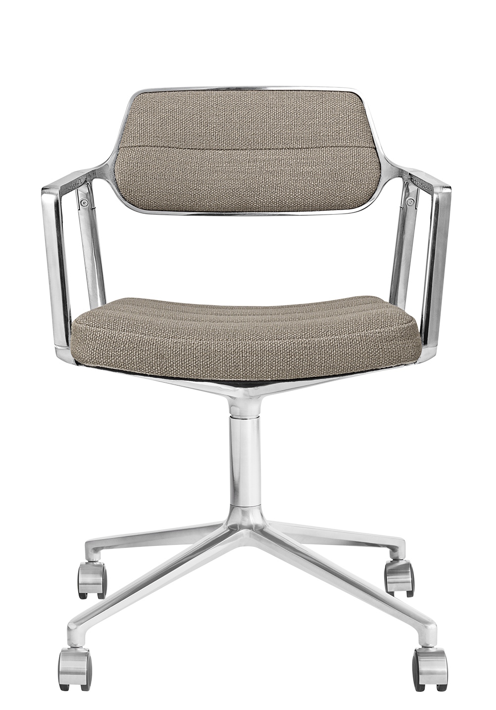 Vipp 453 / Vipp453 Drehstuhl Swivel Chair Vipp Dark sand Textil / polierter Aluminiumrahmen mit Rollen