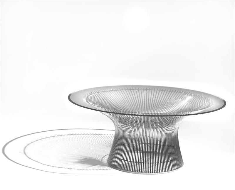 Platner Couchtisch Kristallglas / Nickel poliert Knoll International - QUICK SHIP