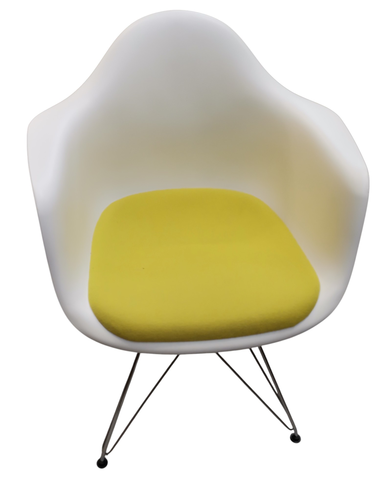 Eames Plastic Arm Chair DAR Stuhl mit Sitzpolster Grün / Gelb Vitra MÄNGELEXEMPLAR