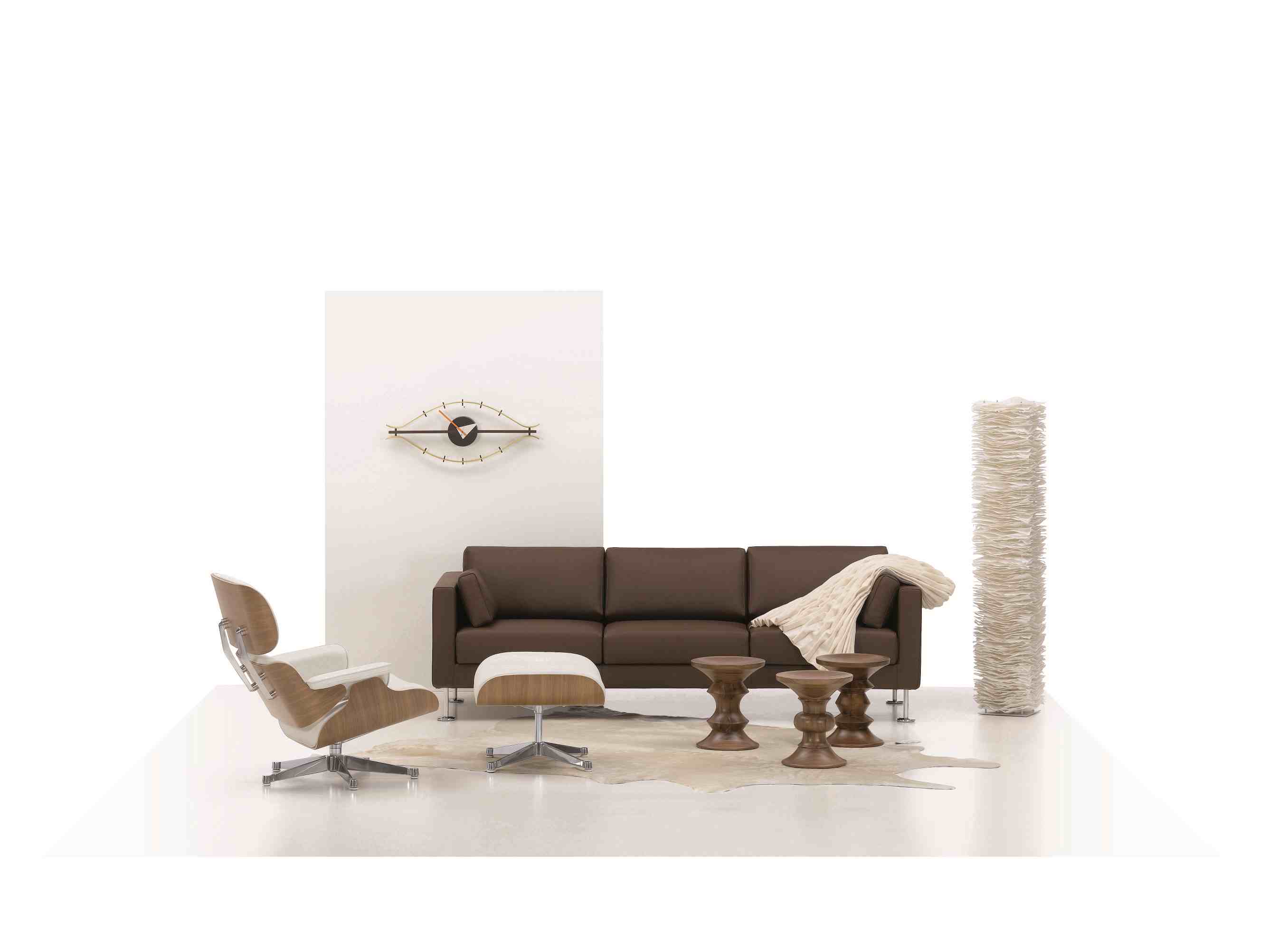 Eames Lounge Chair & Ottoman Nussbaum weiß Sessel Vitra