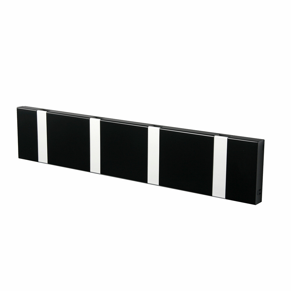 Knax Wandgarderobe mit 4 Haken in Schwarz, eine moderne und platzsparende Garderobenlösung.