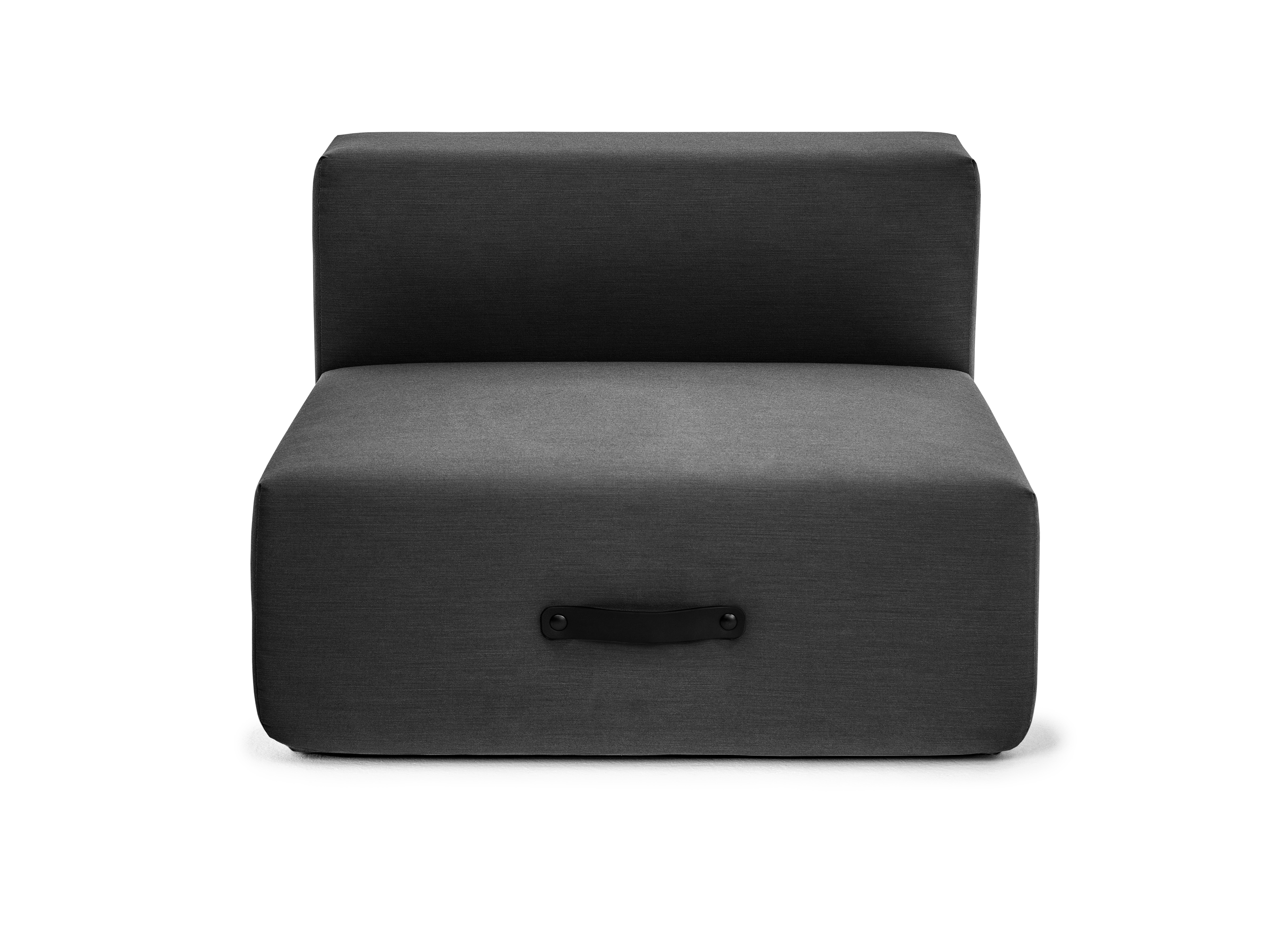 Anthrazitfarbenes Conmoto Miami Outdoor Sofa Basismodul, modernes Gartenmöbel mit Griff.