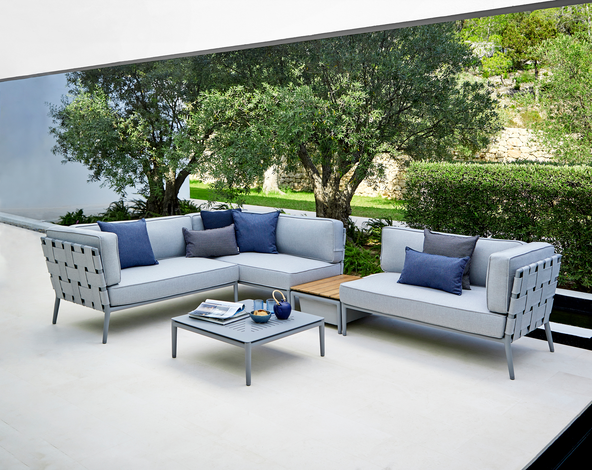 Conic AirTouch Outdoor 2-Sitzer Modulsofa links hellgrau Cane-Line