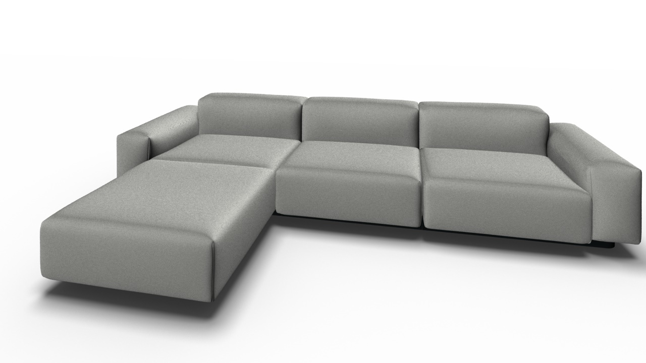 Soft Modular Sofa 3-Sitzer mit Chaise Longue Laser stone grey Vitra
