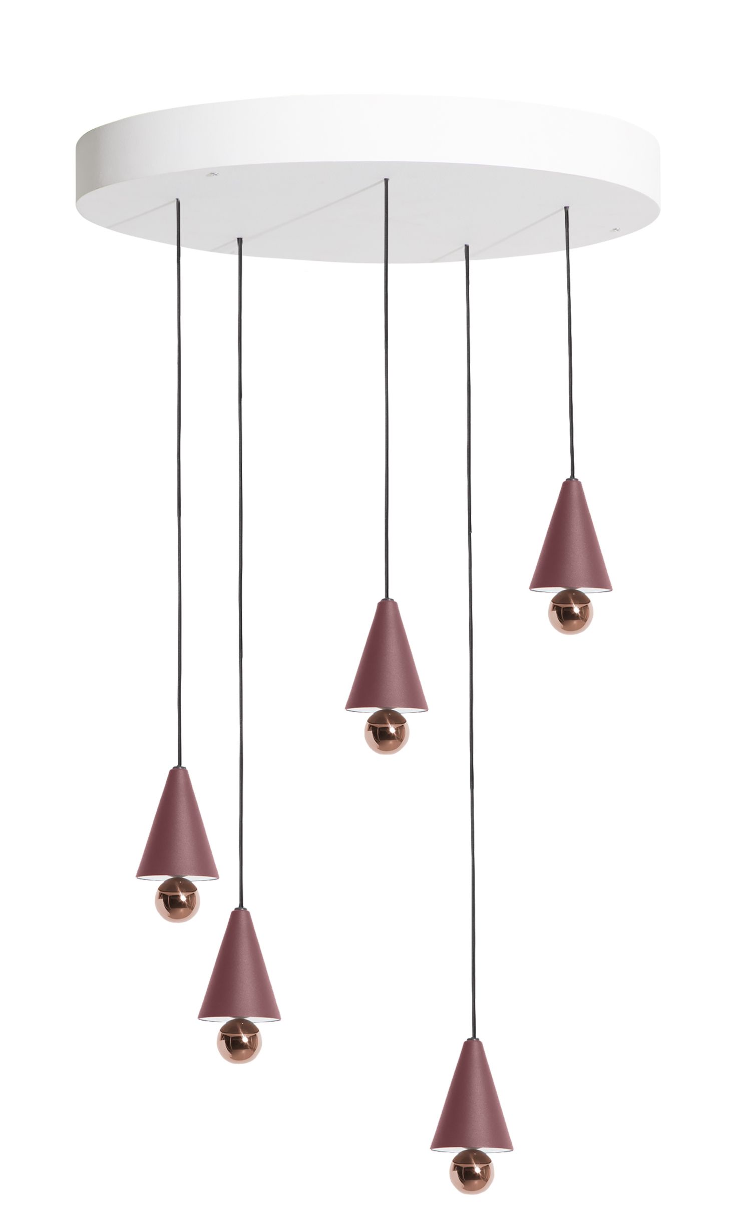 Cherry Pendant light Pendelleuchte 5-er Set Runde Platte Petite Friture Braunrot
