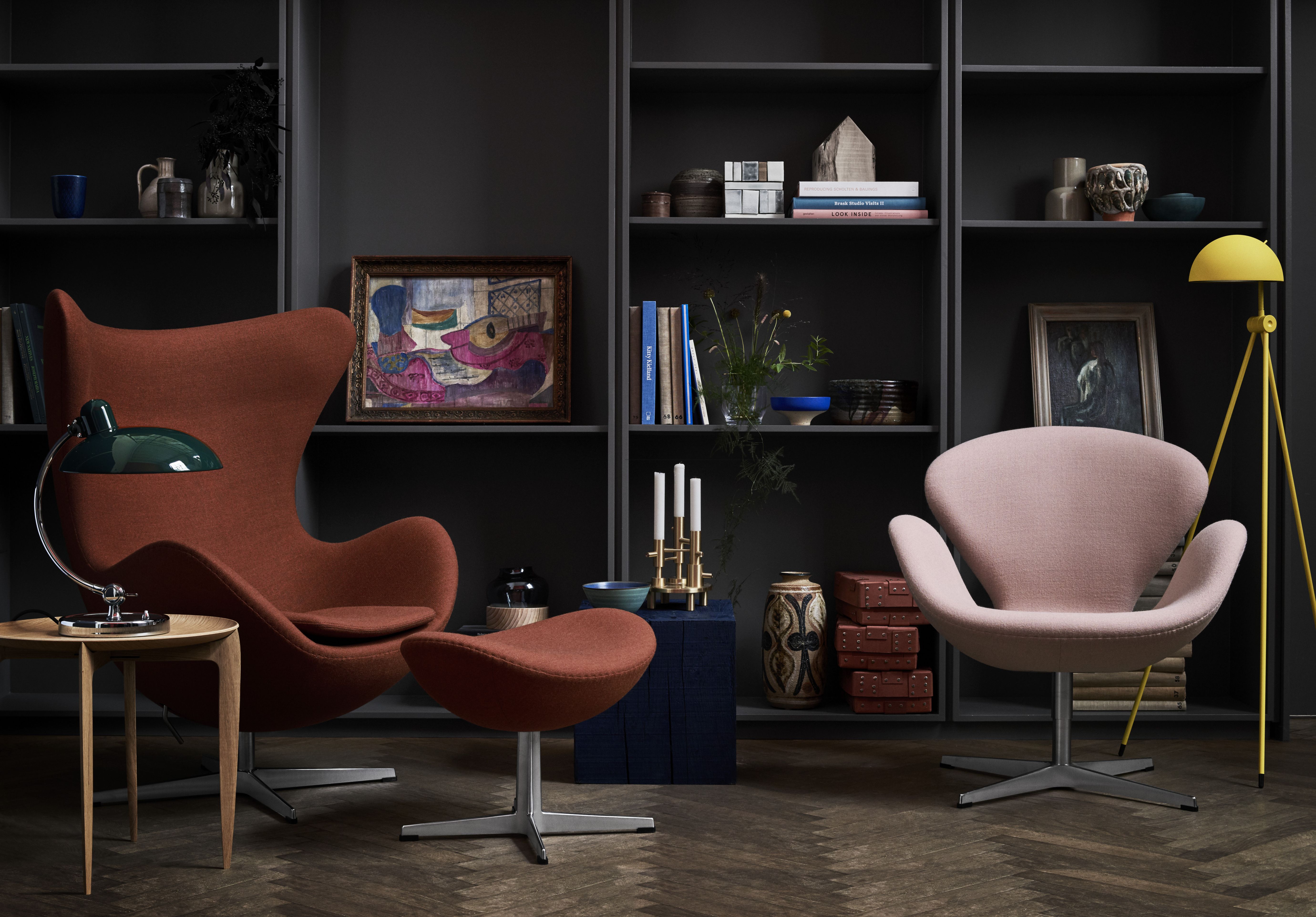 Egg Chair mit Hocker Re-wool Textile Stoff Fritz Hansen 