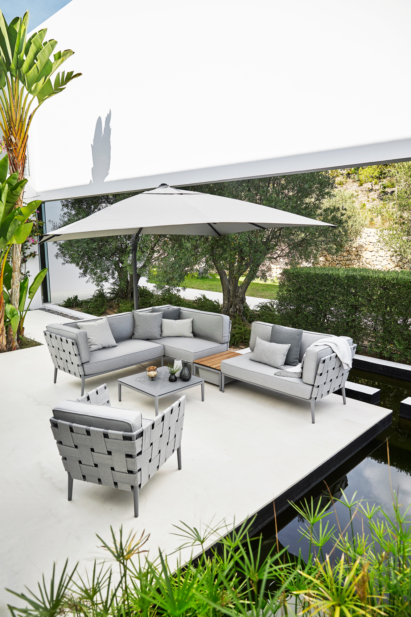 Conic AirTouch Outdoor 2-Sitzer Modulsofa rechts hellgrau Cane-Line