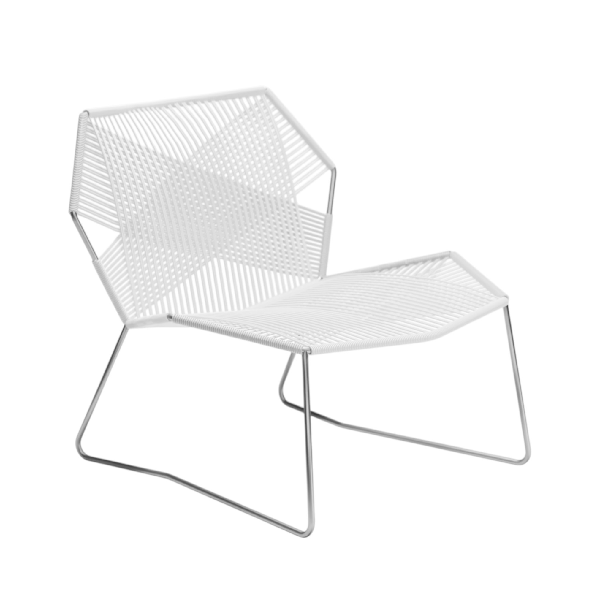 Weißer Tropicalia Sessel von Moroso für den Außenbereich, Polymer-Sitzfläche und filigranes Metallgestell.