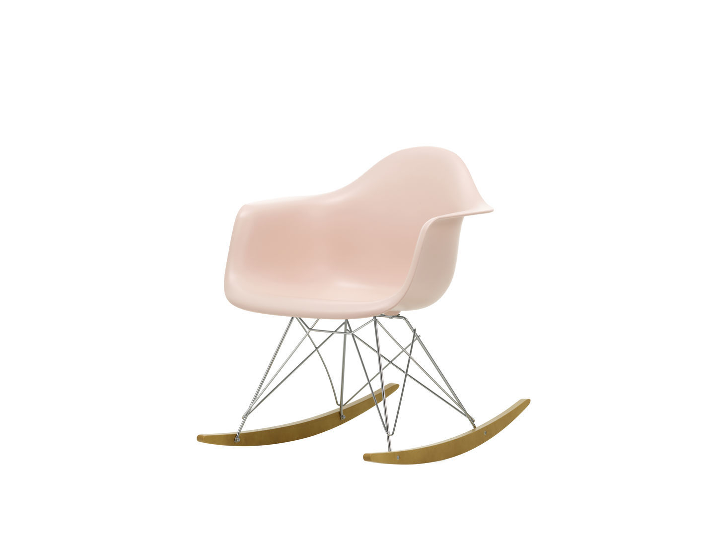 Eames Plastic Arm Rocking Chair RAR Schaukelstuhl Vitra Ahorn gelblich - Chrom - Weiss