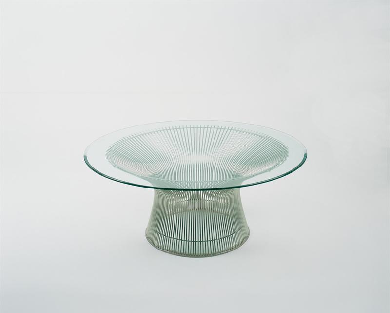 Platner Couchtisch Kristallglas / Nickel poliert Knoll International - QUICK SHIP