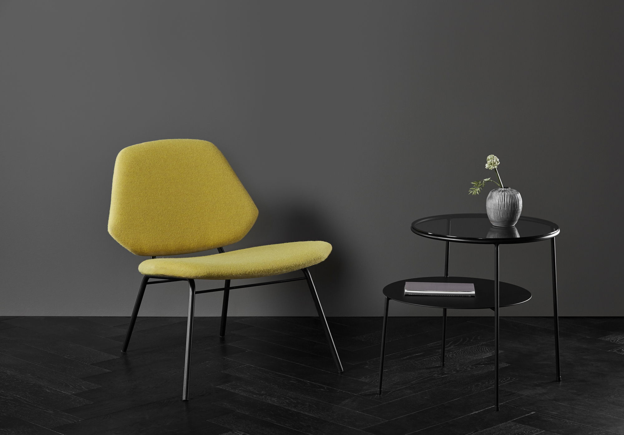 Duo Beistelltisch Schwarz mit Dunklem Rauchglas Woud