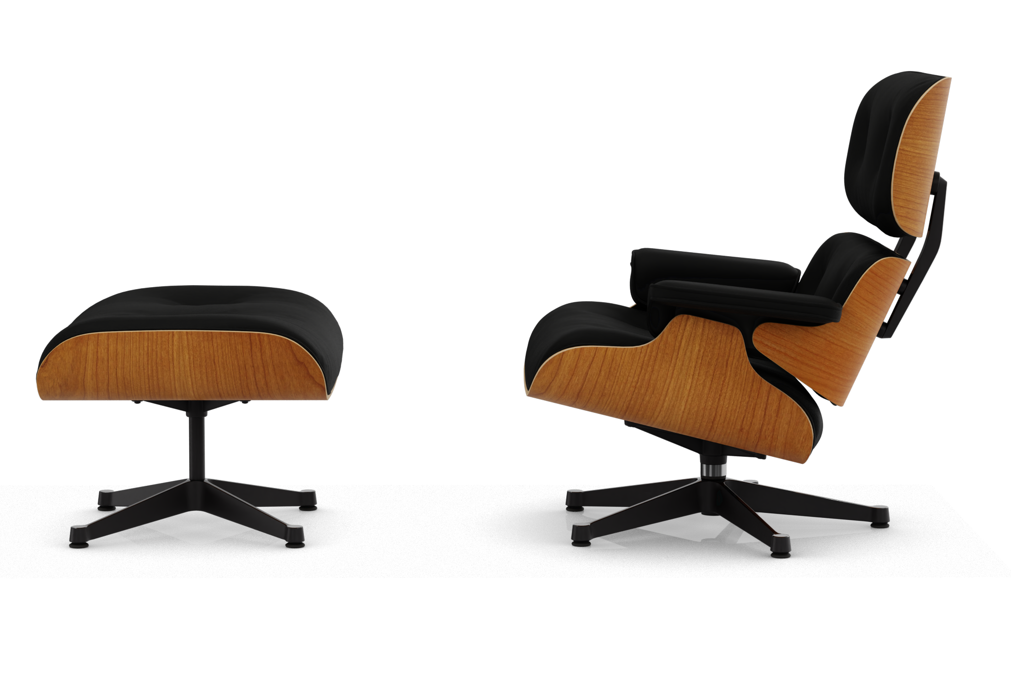 Eames Lounge Chair & Ottoman Sessel VORZUGSKOMBINATION Leder Premium Vitra Kirschbaum natur