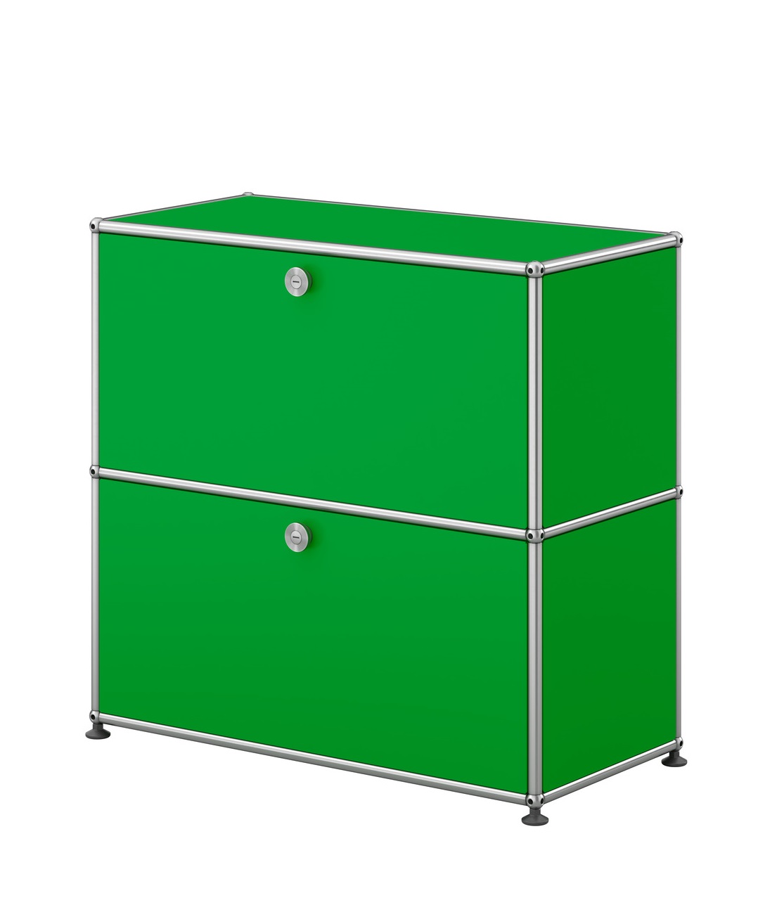 USM Haller Sideboard in Grün mit zwei abschließbaren Fächern, modernes modulares Designmöbel.