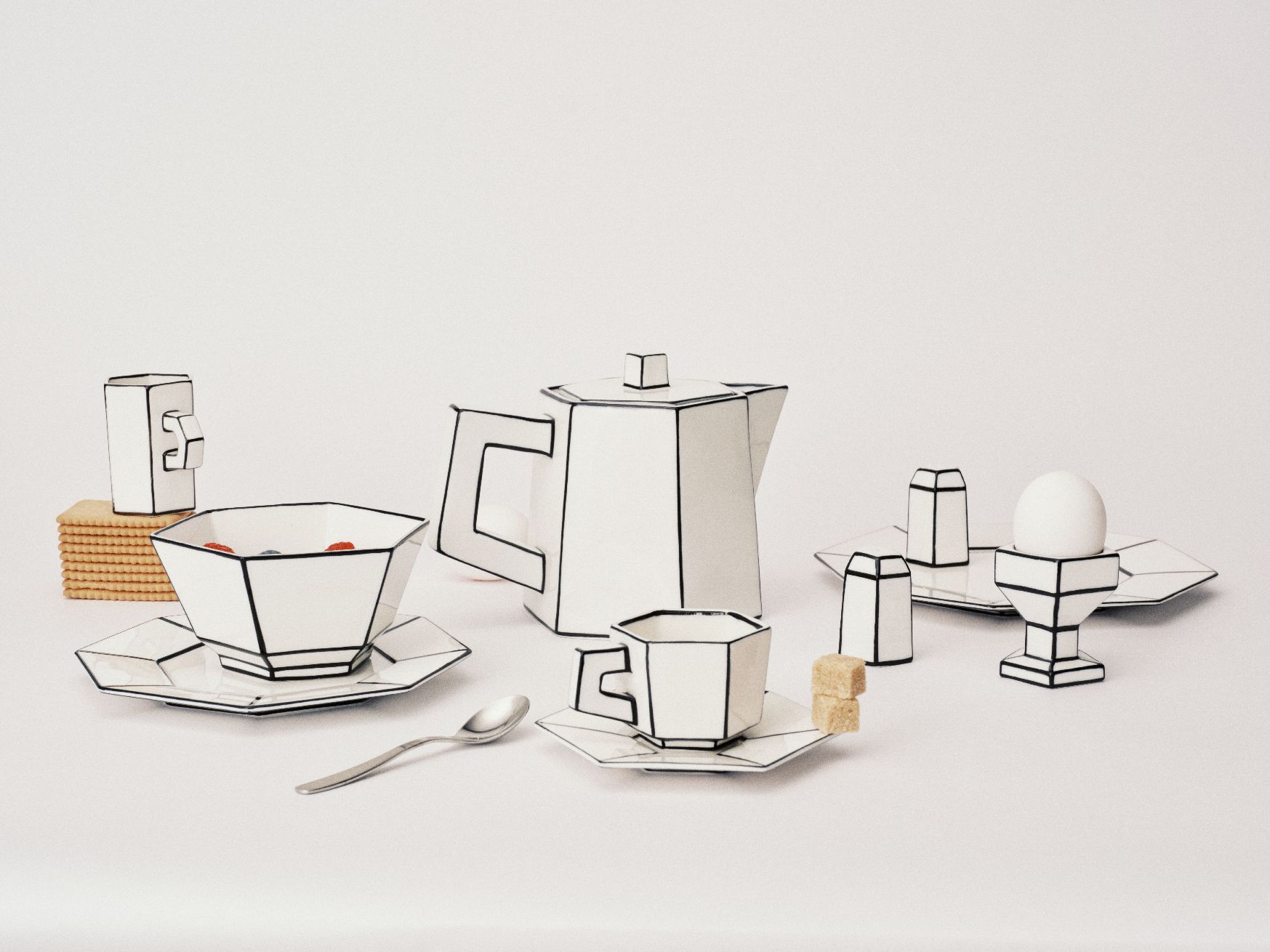 Eierbecher Weiß/Schwarz Carte Blanche Serax   