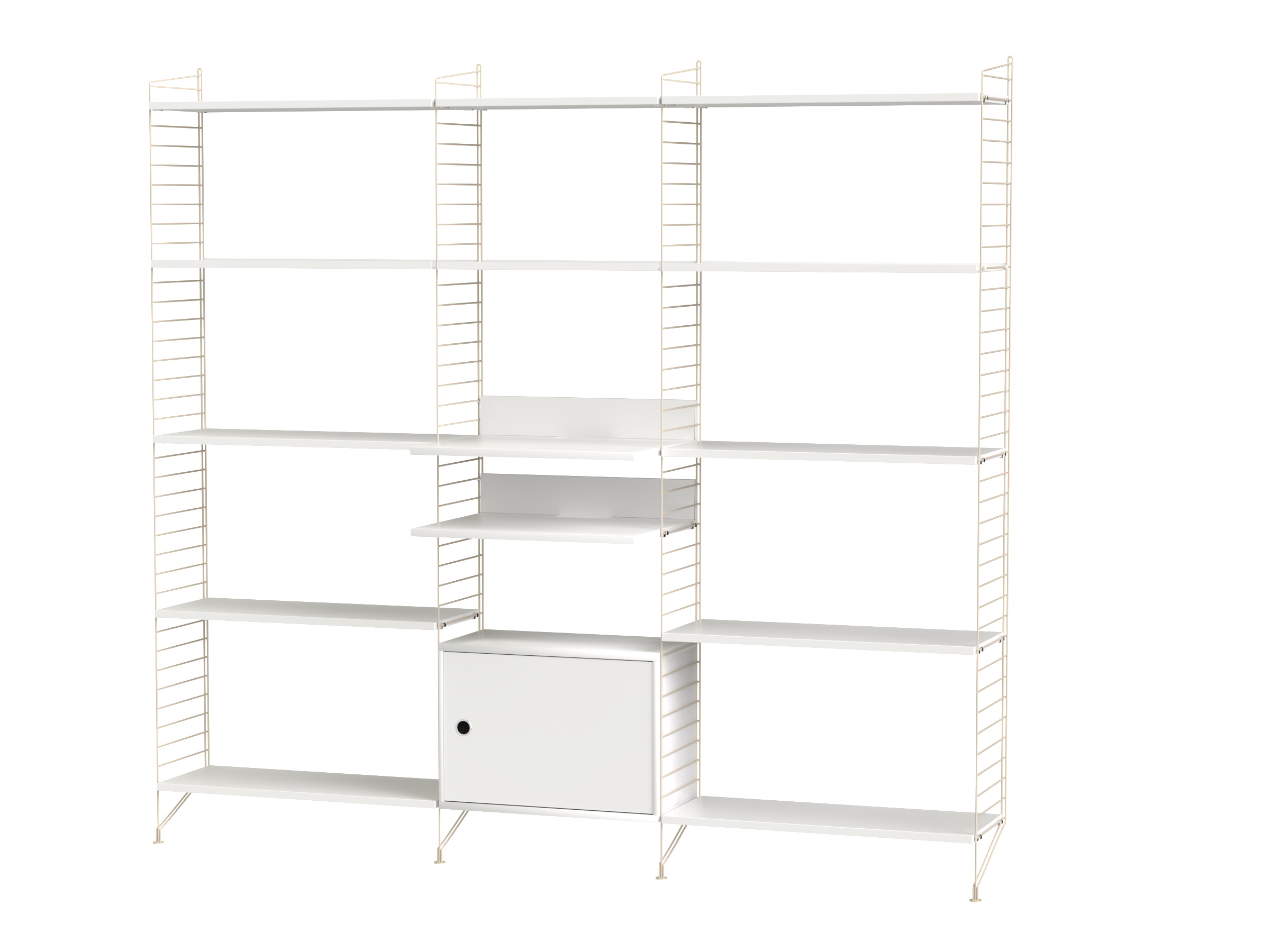 String Wohnzimmer Wand Regalsystem Q String Furniture Weiss - Beige