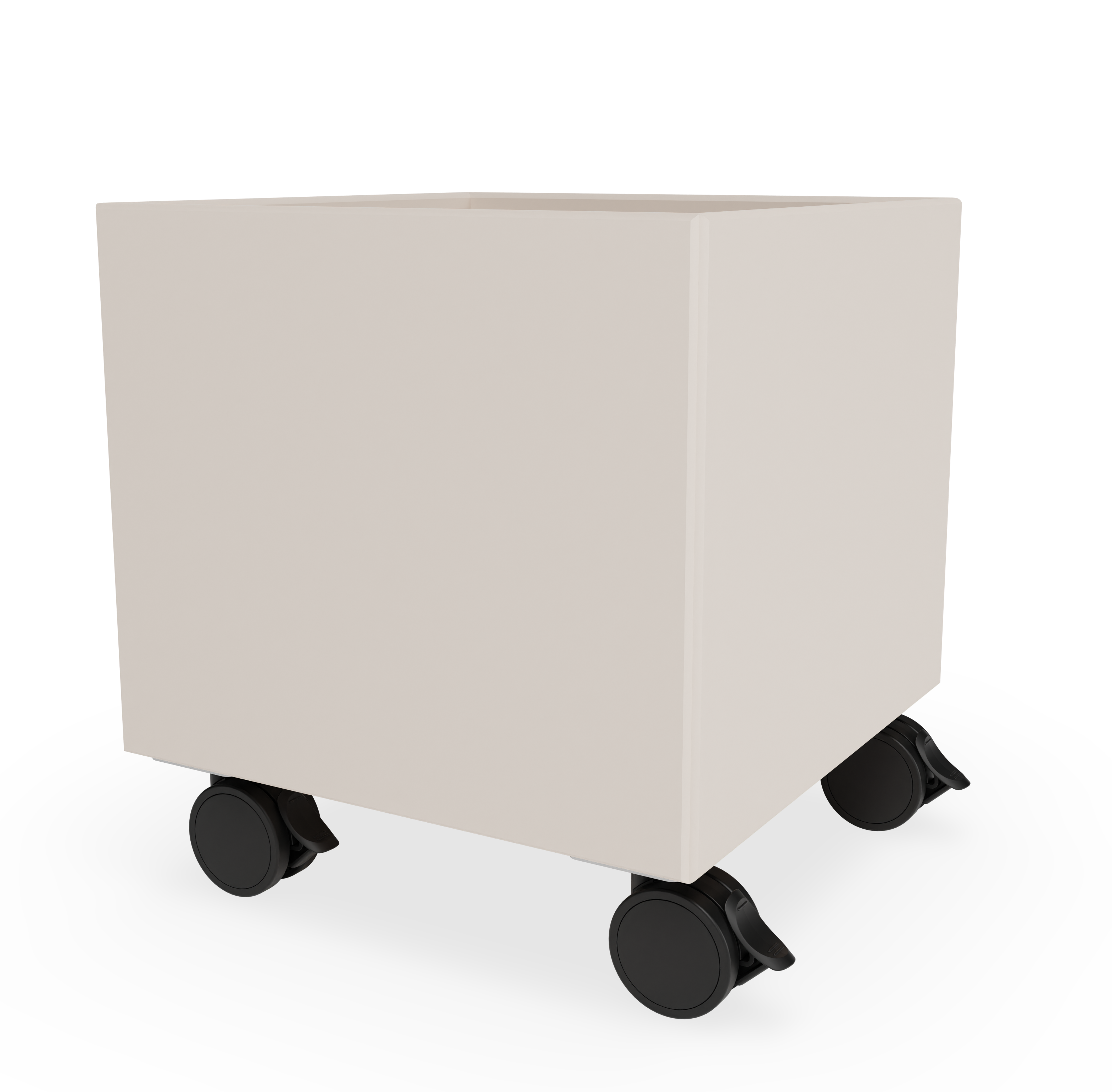 Beige Montana Mini Play Aufbewahrungsbox mit schwarzen Rollen. Flexible Aufbewahrung für Kinderzimmer.