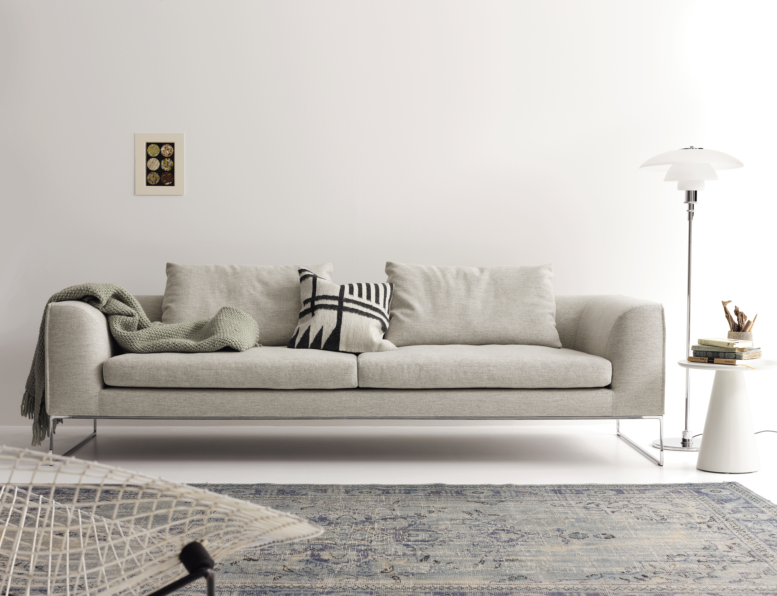 Mell Lounge Sofa Stoff Hellgrau Cor