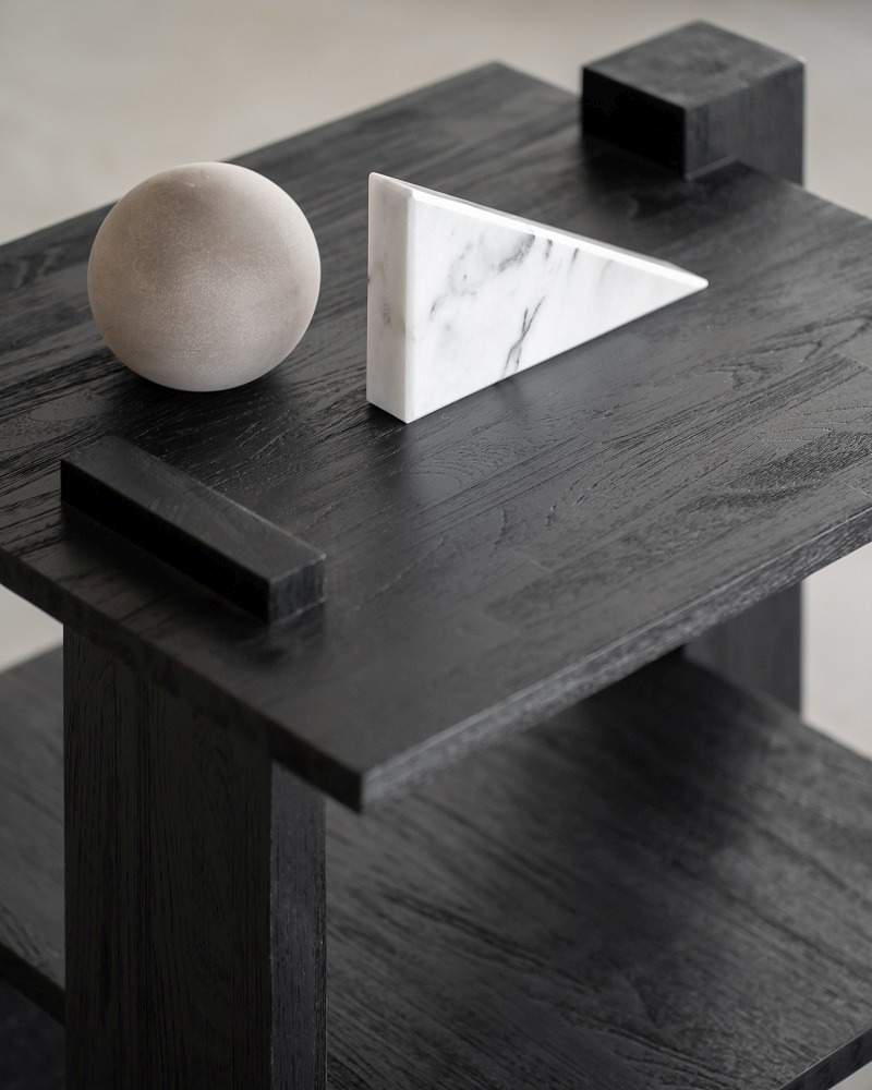 Teak Abstract Side table Beistelltisch Schwarz Ethnicraft