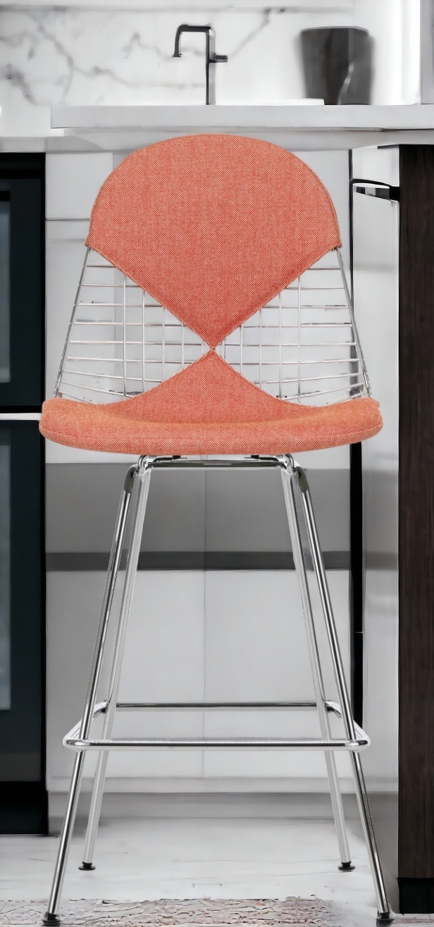Eames Wire Bar Stool Barhocker Medium mit Sitz- und Rückenpolster Vitra