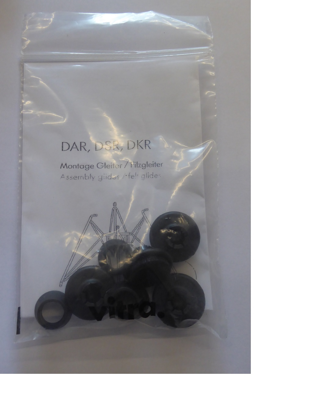 Filzgleiter Satz für Eames Plastic Chair DSR, DAR, DKR-Schwarz