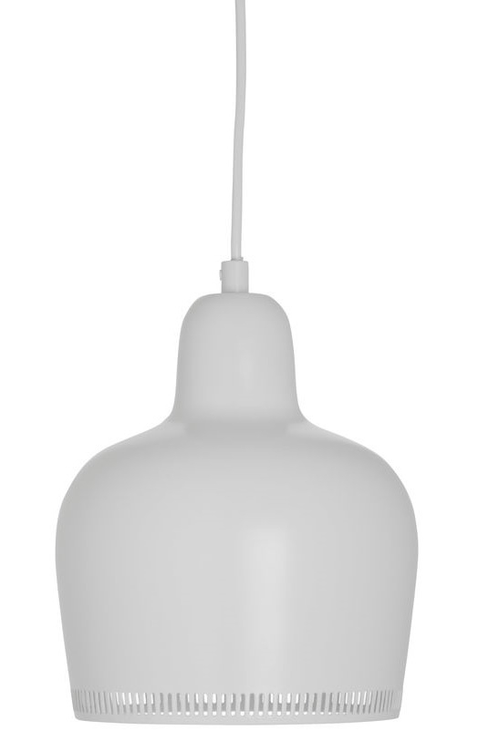 Weiße A330S Golden Bell Pendelleuchte von Artek, moderne Hängelampe für Wohnzimmer und Esszimmer.