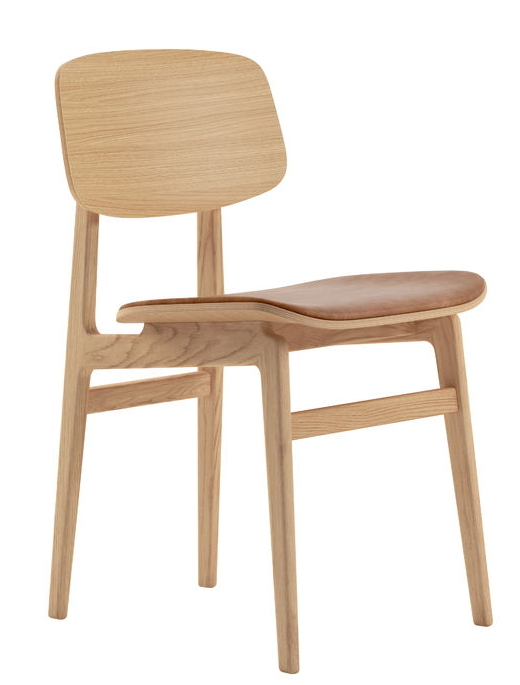 NY11 New York Dining Chair Stuhl gepolstert NORR11-Eiche Natur Dunes Leder Camel